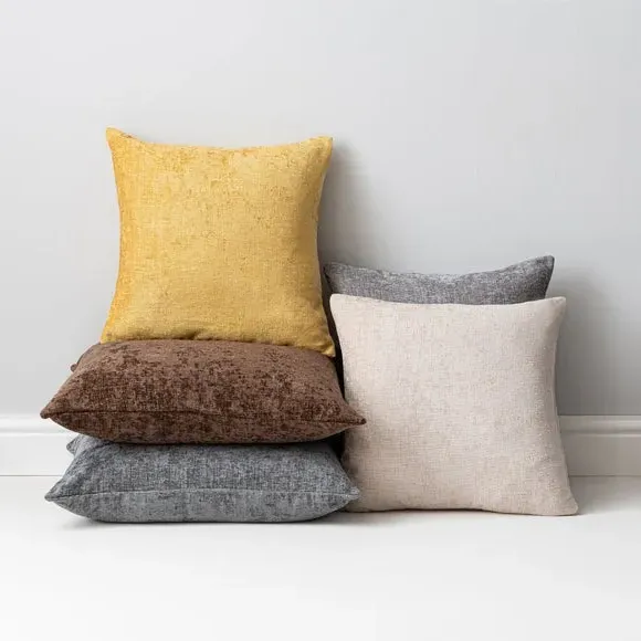 Square Cushion with Zip - Charcoal, Chenille