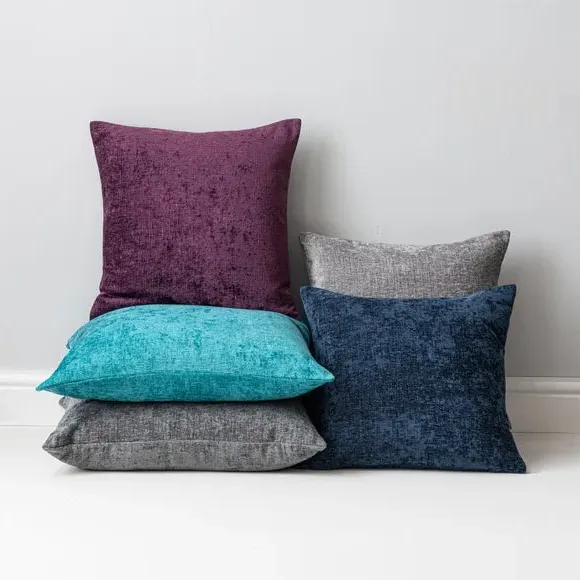 Square Cushion with Zip - Charcoal, Chenille