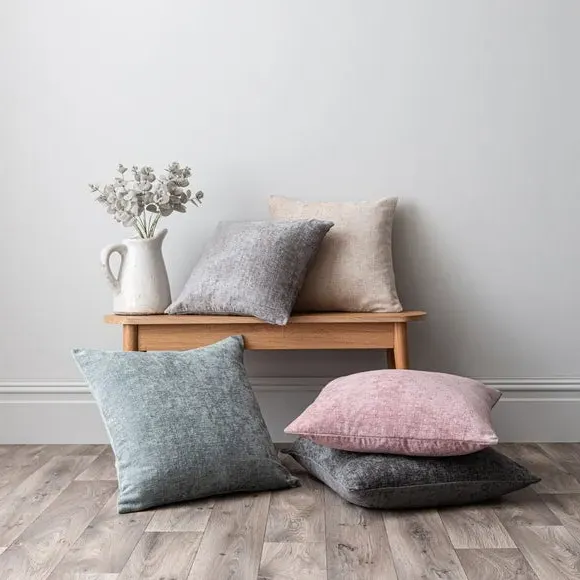Square Cushion with Zip - Charcoal, Chenille