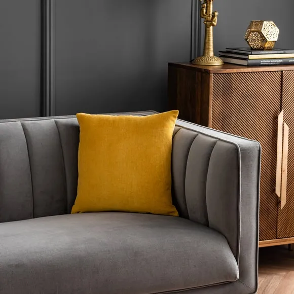 Square Cushion with Zip - Citrine, Velour