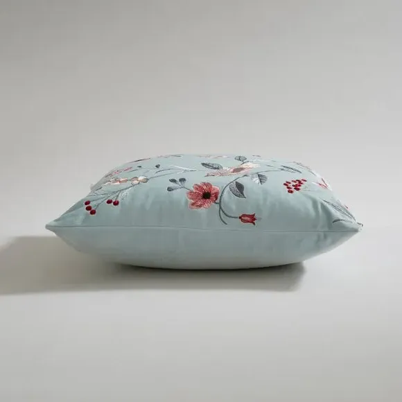 Square Cushion with Zip Closure - Blue, Velour