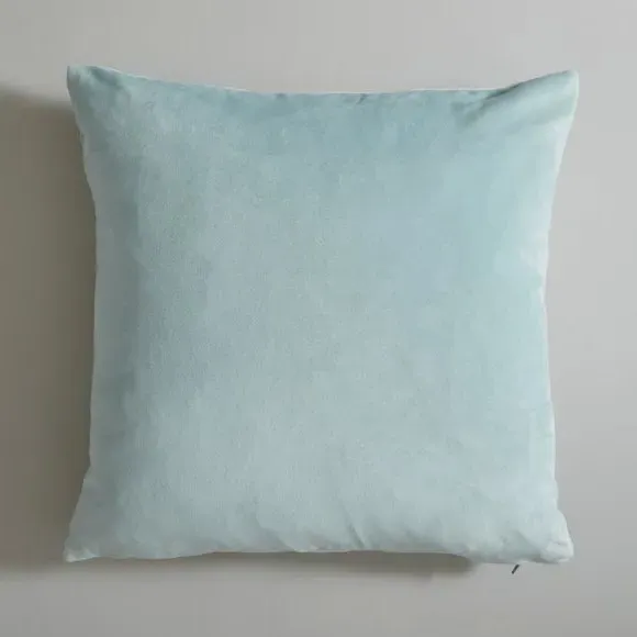 Square Cushion with Zip Closure - Blue, Velour
