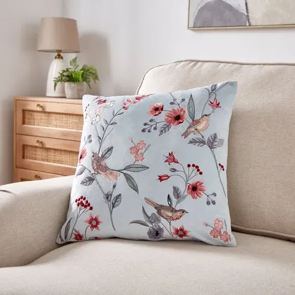 Square Cushion with Zip Closure - Blue, Velour image