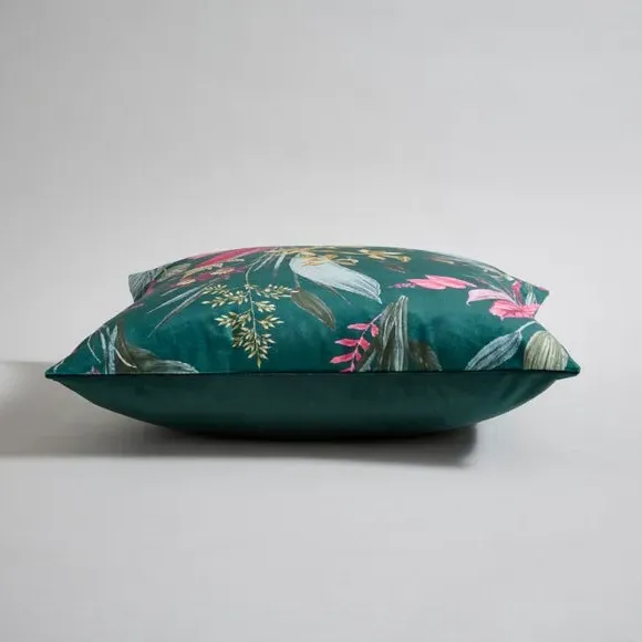 Square Cushion with Zip Closure - Emerald, Velour