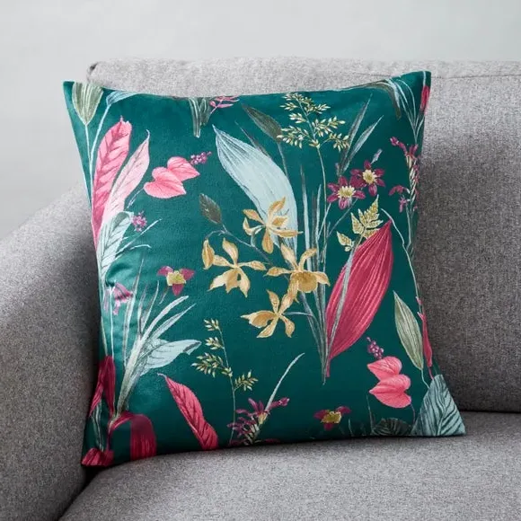 Square Cushion with Zip Closure - Emerald, Velour image