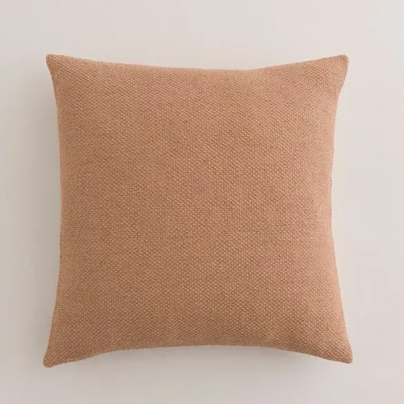 Square Cushion with Zip Cover - Camel, Cotton