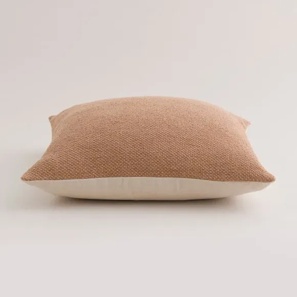 Square Cushion with Zip Cover - Camel, Cotton