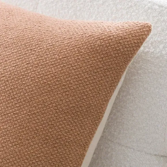Square Cushion with Zip Cover - Camel, Cotton