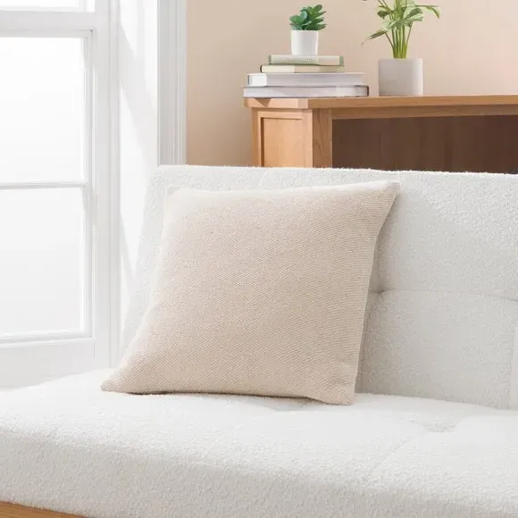Square Cushion with Zip Cover - Natural, Cotton