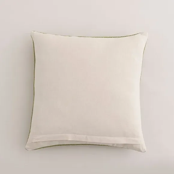 Square Cushion with Zip Cover - Olive, Cotton