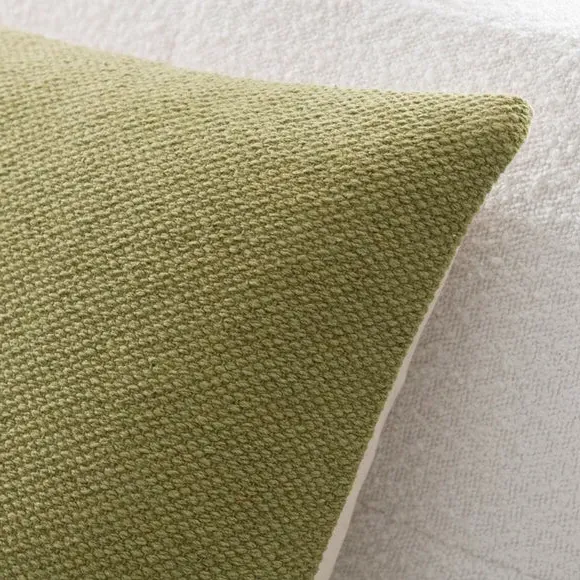 Square Cushion with Zip Cover - Olive, Cotton