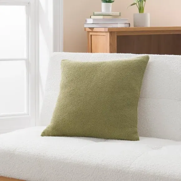 Square Cushion with Zip Cover - Olive, Cotton