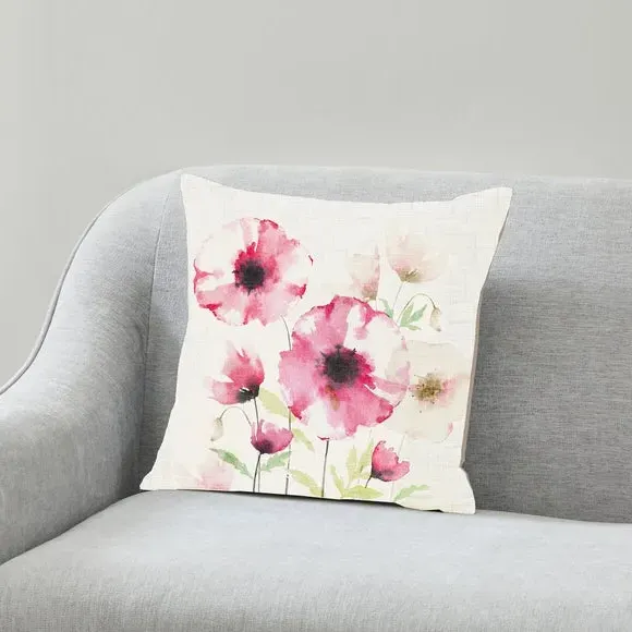 Square Cushion with Zip Cover - Pink, Fibre