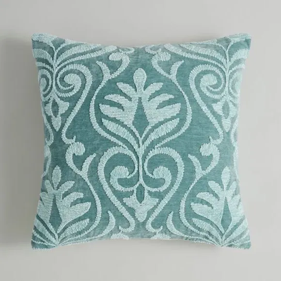 Square Cushion with Zip - Duck Egg, Chenille