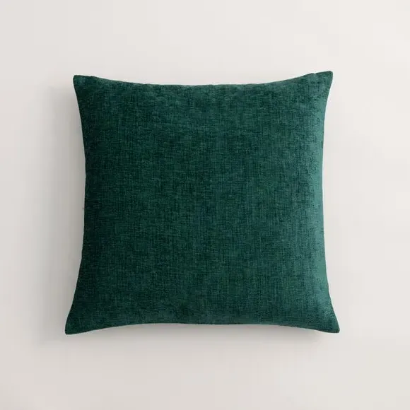 Square Cushion with Zip - Emerald, Chenille