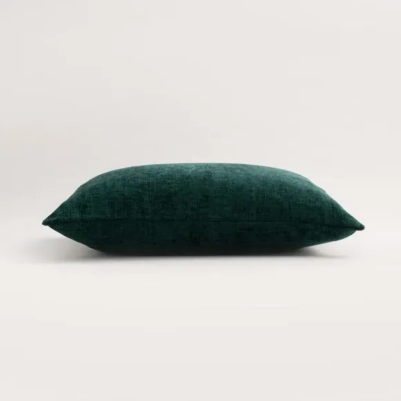 Square Cushion with Zip - Emerald, Chenille