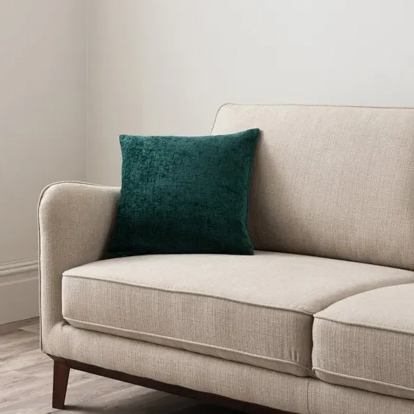 Square Cushion with Zip - Emerald, Chenille