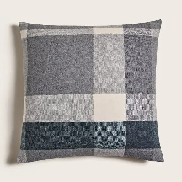 Square Cushion with Zip Fastening - Grey, Polyester