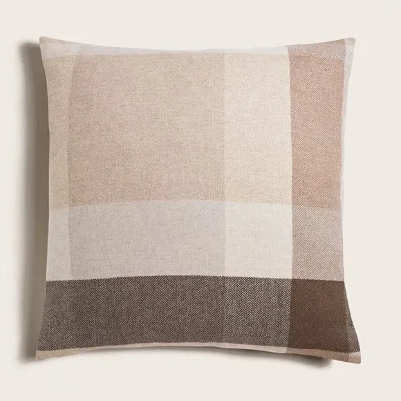 Square Cushion with Zip Fastening - Natural, Polyester
