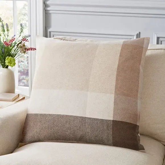 Square Cushion with Zip Fastening - Natural, Polyester