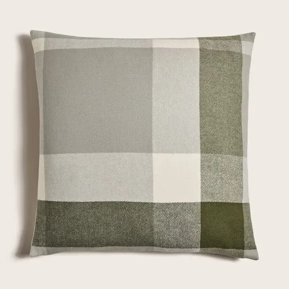 Square Cushion with Zip Fastening - Olive, Polyester