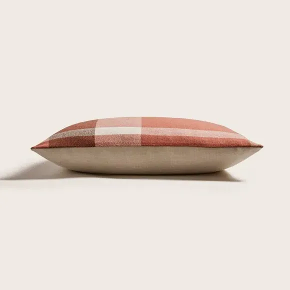 Square Cushion with Zip Fastening - Orange, Polyester