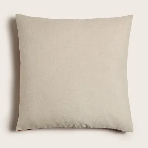 Square Cushion with Zip Fastening - Orange, Polyester