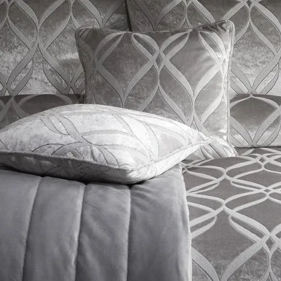 Square Cushion with Zip Fastening - Silver, Velvet image