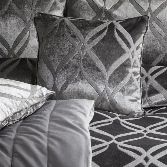Square Cushion with Zip Fastening - Slate, Velvet