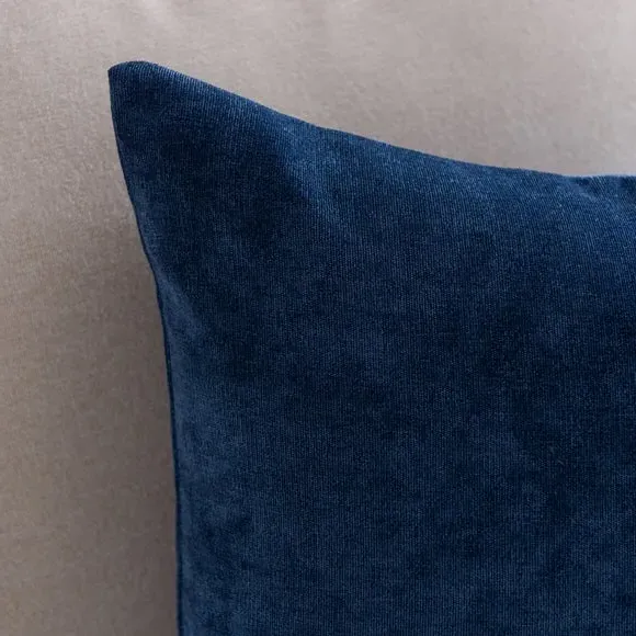 Square Cushion with Zip - Indigo, Velour