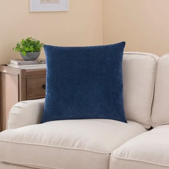Square Cushion with Zip - Indigo, Velour