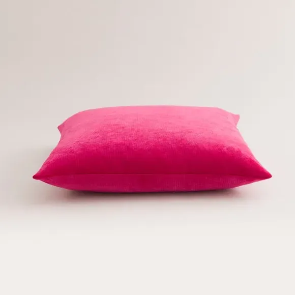 Square Cushion with Zip - Magenta, Velour