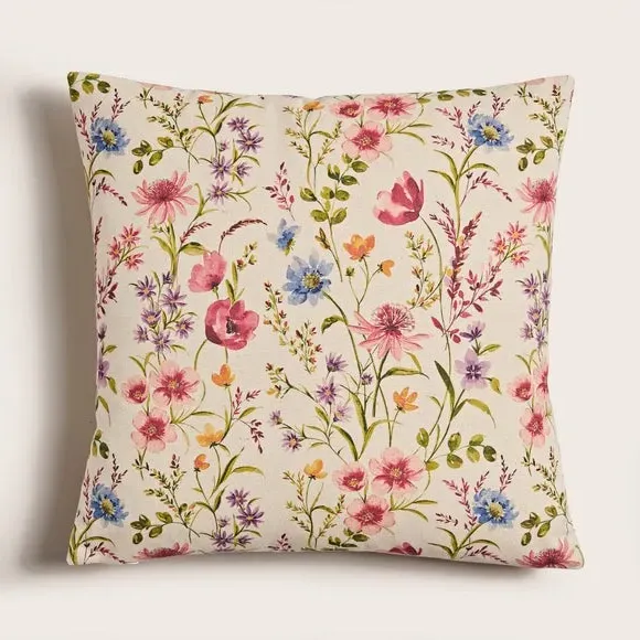 Square Cushion with Zip - Multicolor, Polyester