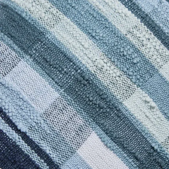 Square Cushion with Zip - Navy, Woven Check