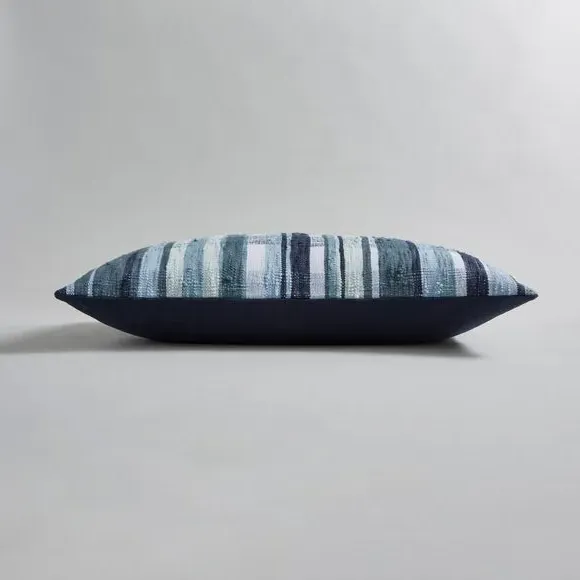 Square Cushion with Zip - Navy, Woven Check