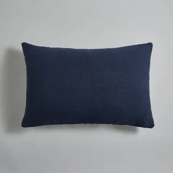 Square Cushion with Zip - Navy, Woven Check