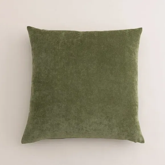 Square Cushion with Zip - Olive, Velour