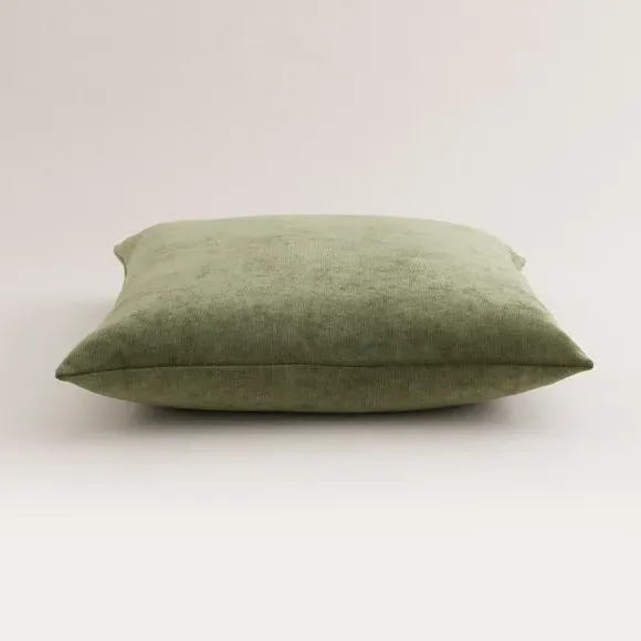 Square Cushion with Zip - Olive, Velour