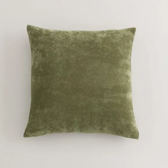 Square Cushion with Zip - Olive, Velour
