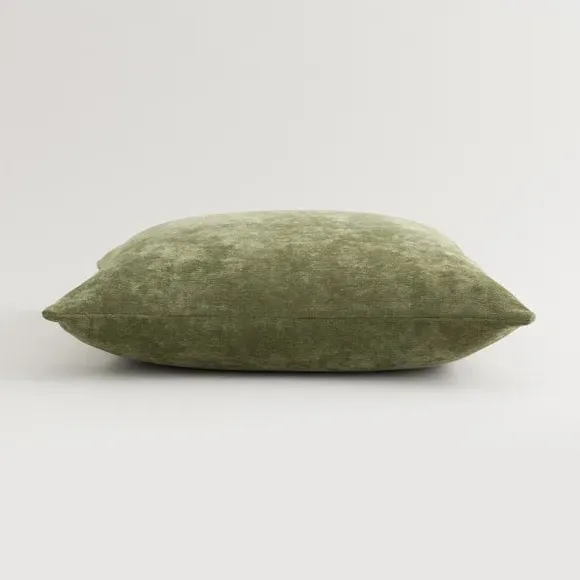 Square Cushion with Zip - Olive, Velour