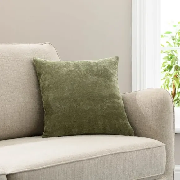 Square Cushion with Zip - Olive, Velour