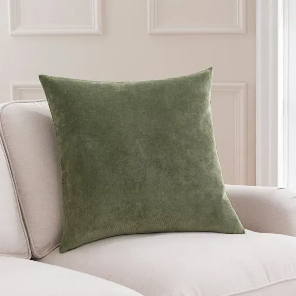 Square Cushion with Zip - Olive, Velour