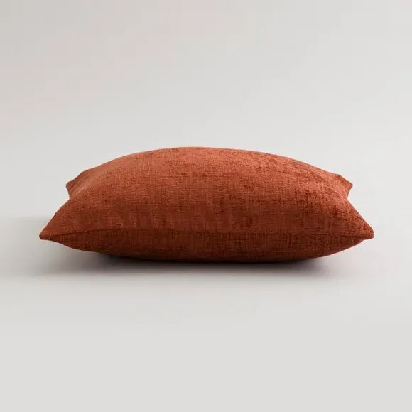 Square Cushion with Zip - Orange, Chenille