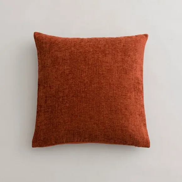 Square Cushion with Zip - Orange, Chenille