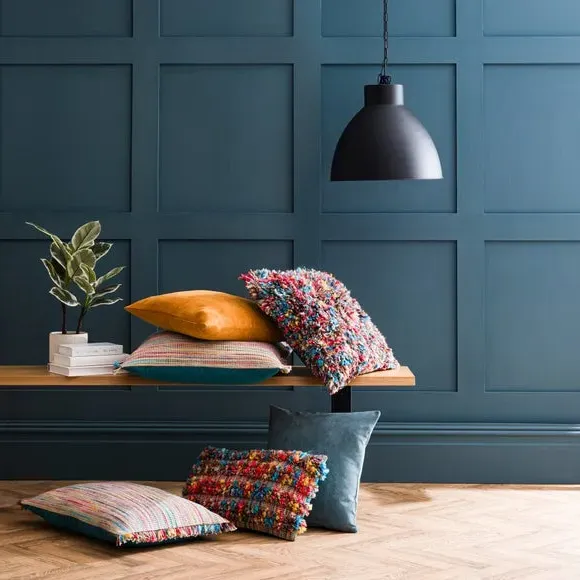 Square Cushion with Zip - Pacific Blue, Velour