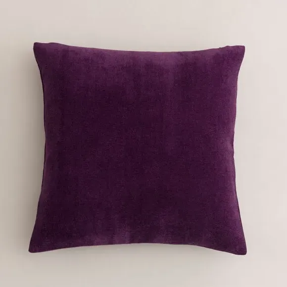 Square Cushion with Zip - Purple, Velour