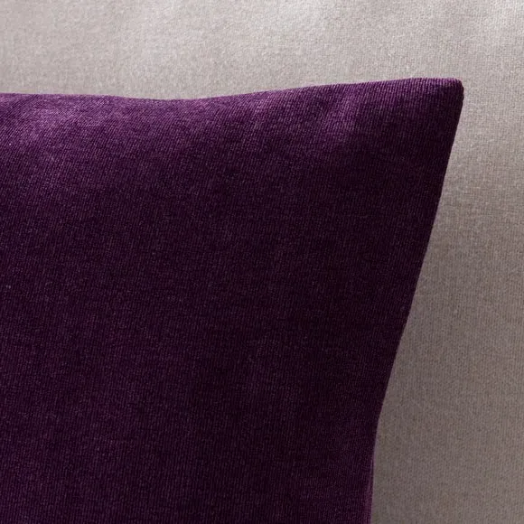 Square Cushion with Zip - Purple, Velour