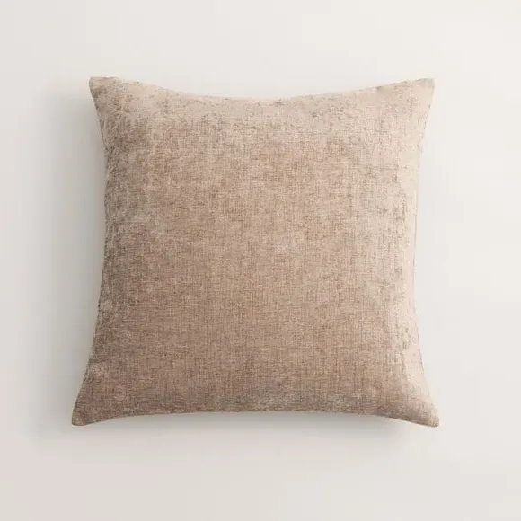 Square Cushion with Zip - Taupe, Chenille