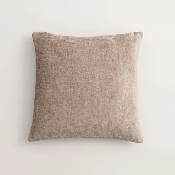 Square Cushion with Zip - Taupe, Chenille