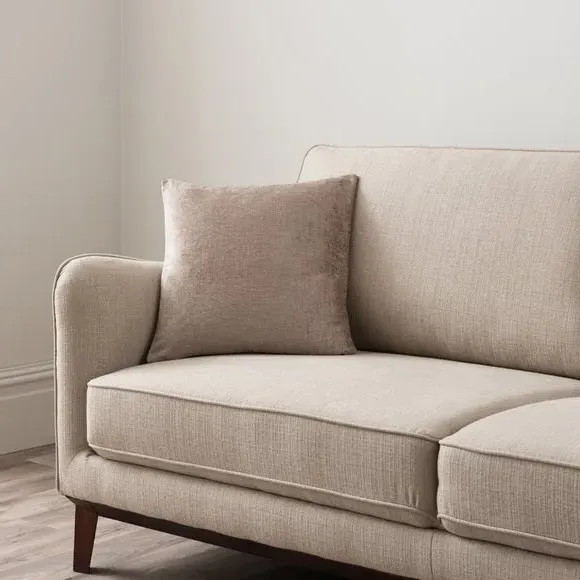 Square Cushion with Zip - Taupe, Chenille